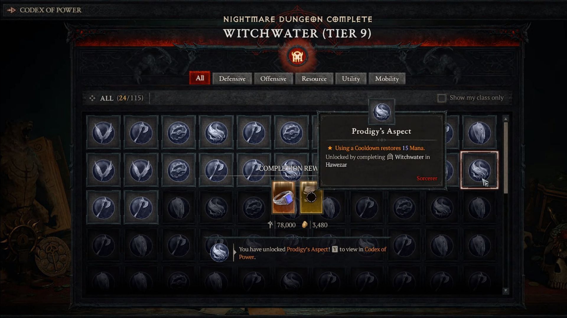 Prodigy's Aspect in Diablo 4 (Image via Blizzard Entertainment)